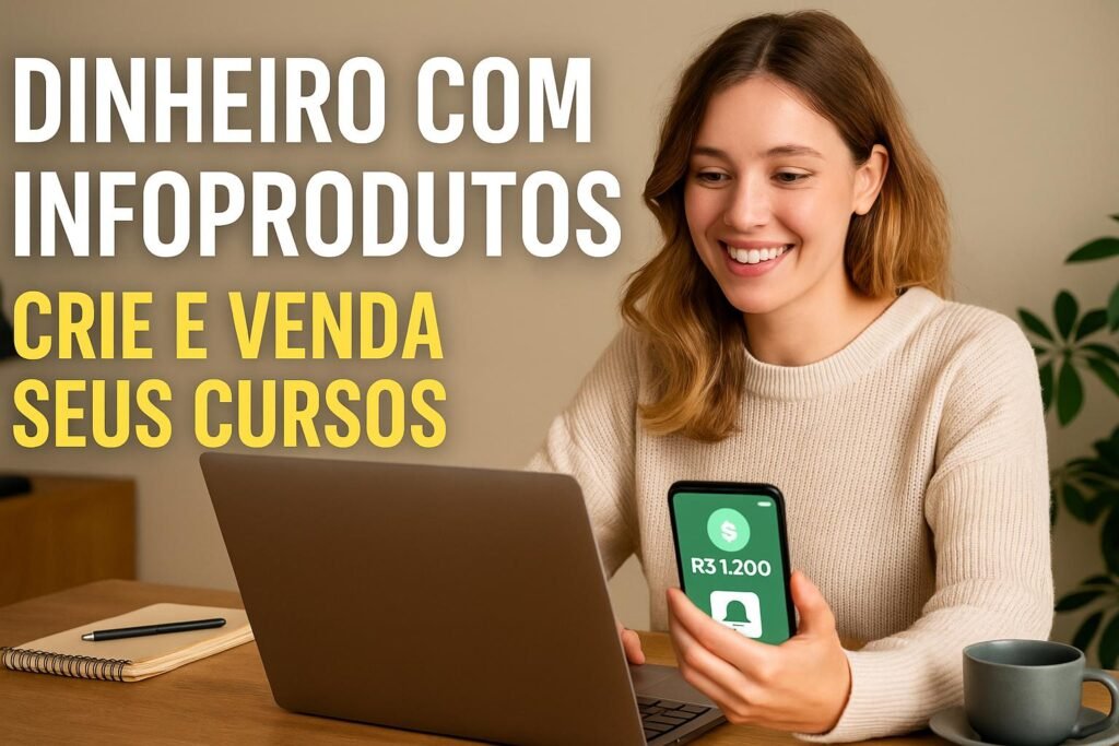 Ganhar dinheiro com infoprodutos criando e vendendo cursos online com qualidade profissional.