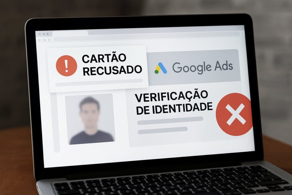 Motivos técnicos que causam conta reprovada no Google Ads.